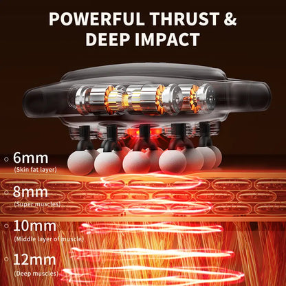 16-Head Deep Tissue Massage Gun with Red Light Therapy